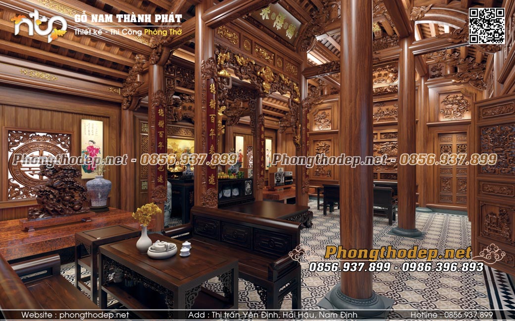 Thiết kế nội thất nhà gỗ 5 gian Bắc Bộ